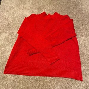 Mockneck Pullover Sweater (beautiful bright red color)